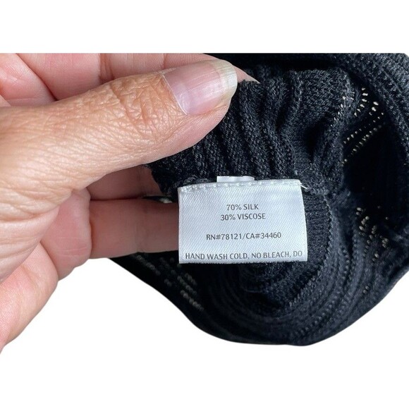 Eileen Fisher Petite Sz S Boucle Knit Poncho Pullover Black Oversized Preowned - Picture 10 of 11